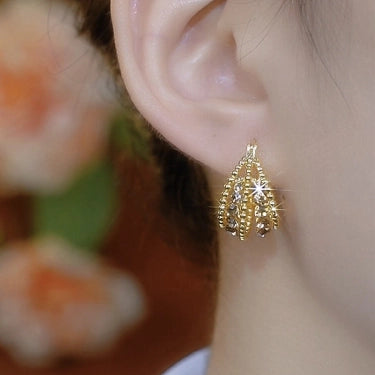 Gorgeous Hollow Diamond-Studded Basket Earrings