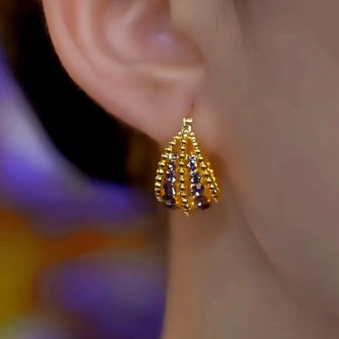 Gorgeous Hollow Diamond-Studded Basket Earrings