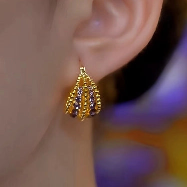 Gorgeous Hollow Diamond-Studded Basket Earrings
