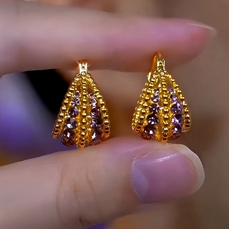 Gorgeous Hollow Diamond-Studded Basket Earrings