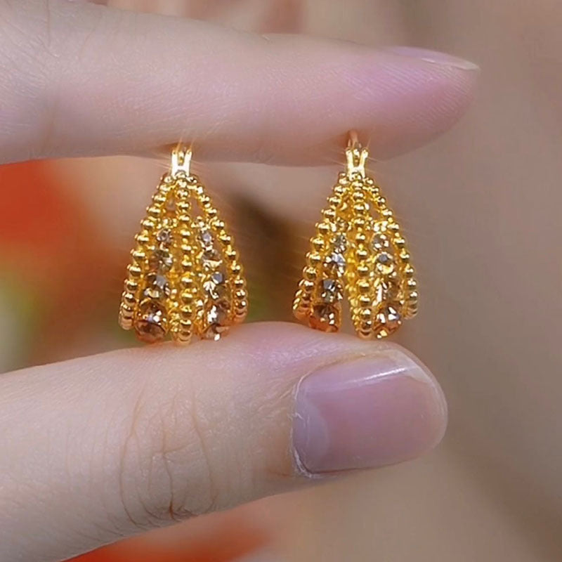 Gorgeous Hollow Diamond-Studded Basket Earrings