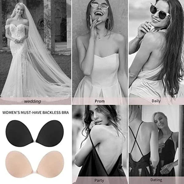 Adhesive invisible gathering bras