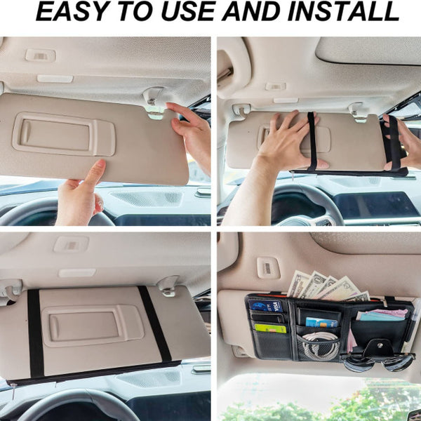Car Sun Visor Organizer with Pockets