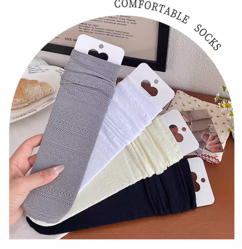 🌼Girl's Heart 💕Cut-Out Mesh Knee Calf Socks ✨Perfect Summer Essentials✨4PCS