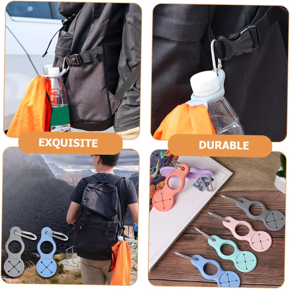 🏆Hot Sale⚡🌟 Silicone Sport Kettle Buckle Outdoor Carabiner Water Bottle Holder(4pieces 1 set)