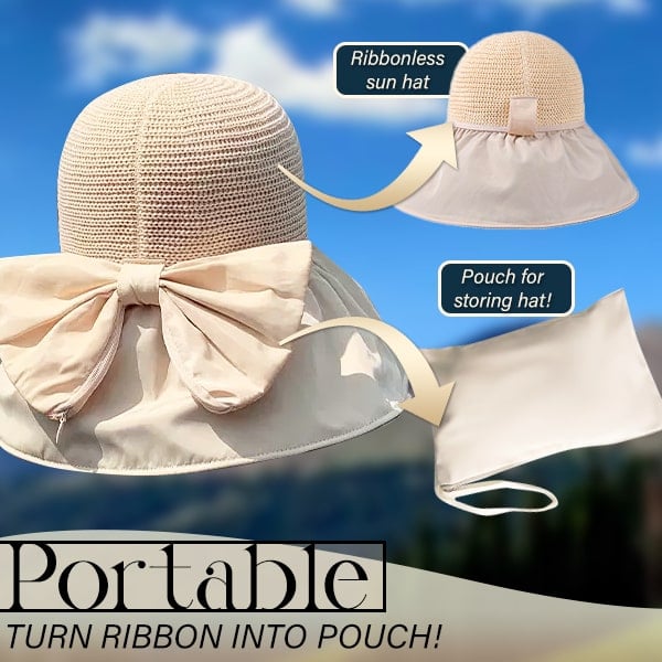 ☀️Foldable Anti-UV Ribbon Pouch Sun Hat⛱️👒