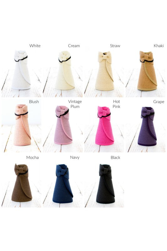Women's UPF 50+ Wide Brim Roll-up Straw Sun Hat Sun Visor