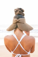 Women's UPF 50+ Wide Brim Roll-up Straw Sun Hat Sun Visor