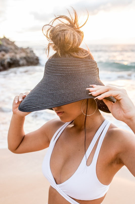 👒Women's UPF 50+ Wide Brim Roll-up Straw Sun Hat Sun Visor