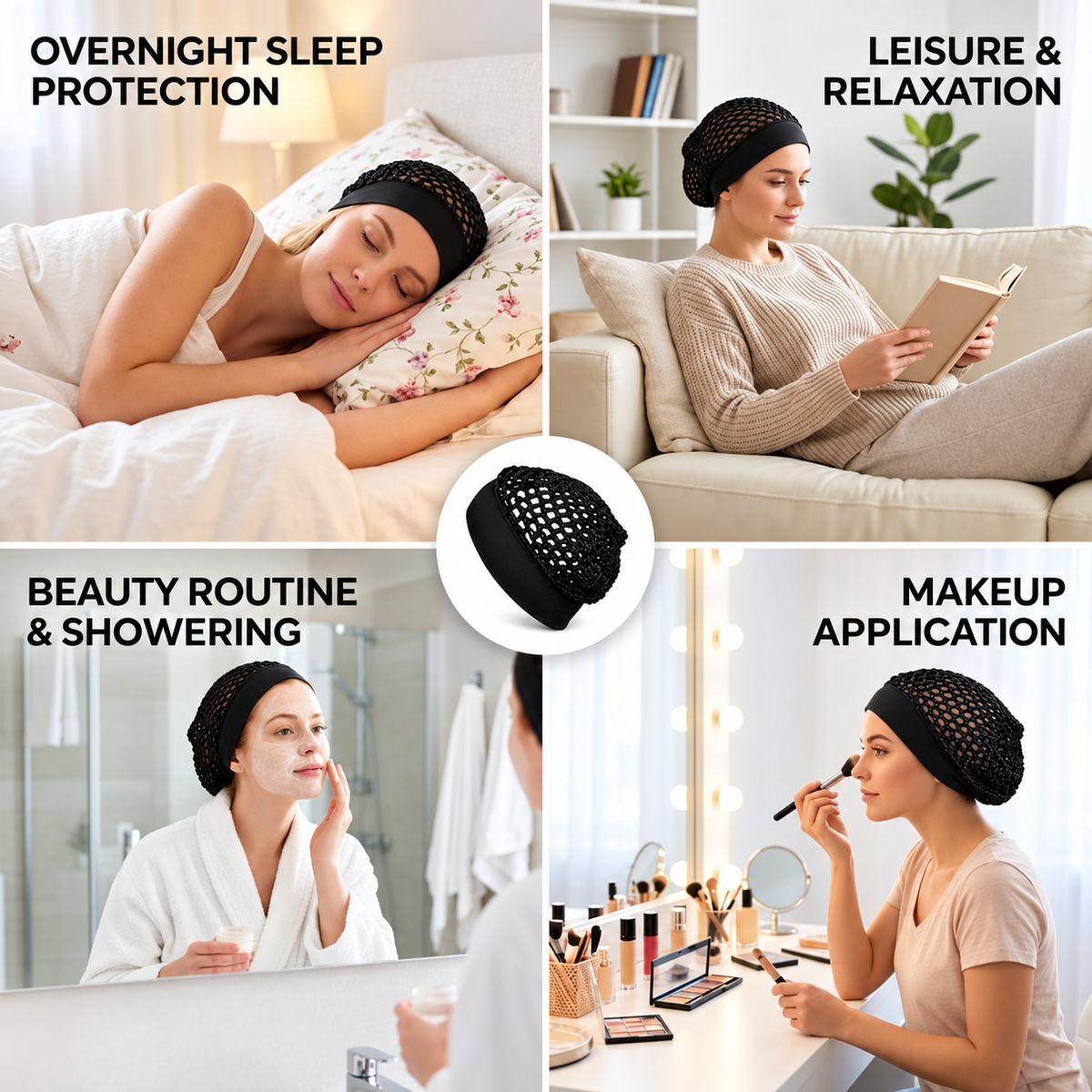 🔥Wide-Band Crochet Hair Net | 💨 Breathable Stretch Sleep & Beauty Hair Cap