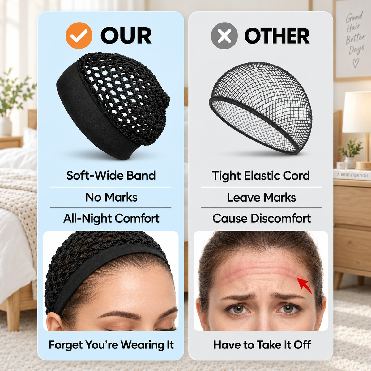 🔥Wide-Band Crochet Hair Net | 💨 Breathable Stretch Sleep & Beauty Hair Cap