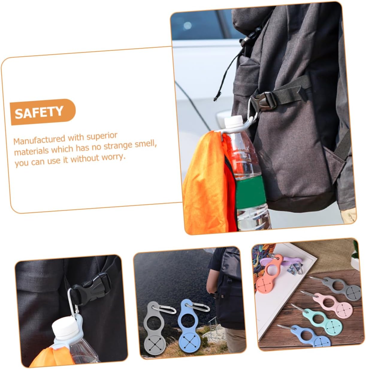 🏆Hot Sale⚡🌟 Silicone Sport Kettle Buckle Outdoor Carabiner Water Bottle Holder(4pieces 1 set)