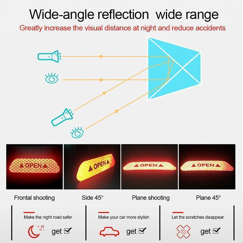 ✨CarSafety🚗Safety Essentials✨Car Anti-collision Reflective Warning Sticker (4 PCS)
