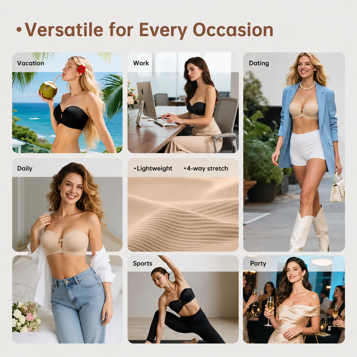 “I Finally Found a Bra That Disappears Under Everything I Wear” 💗-Strapless Front-Closure Push-Up Bra – Anti-Slip Grip