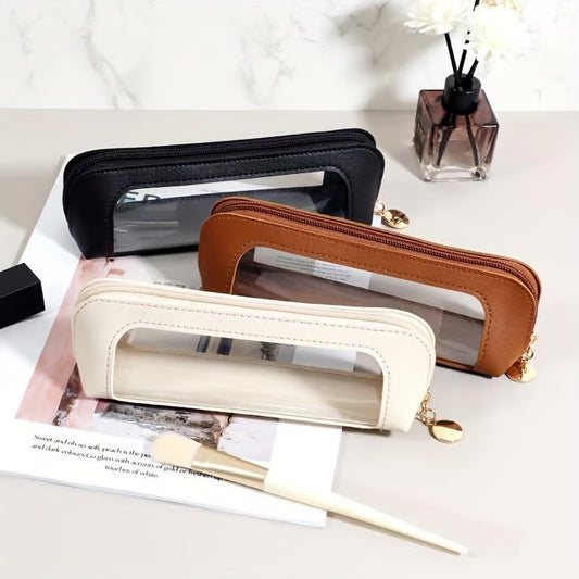 👝💥🖌️Small Clear PU Leather Makeup Bag-A must-have for makeup collection!