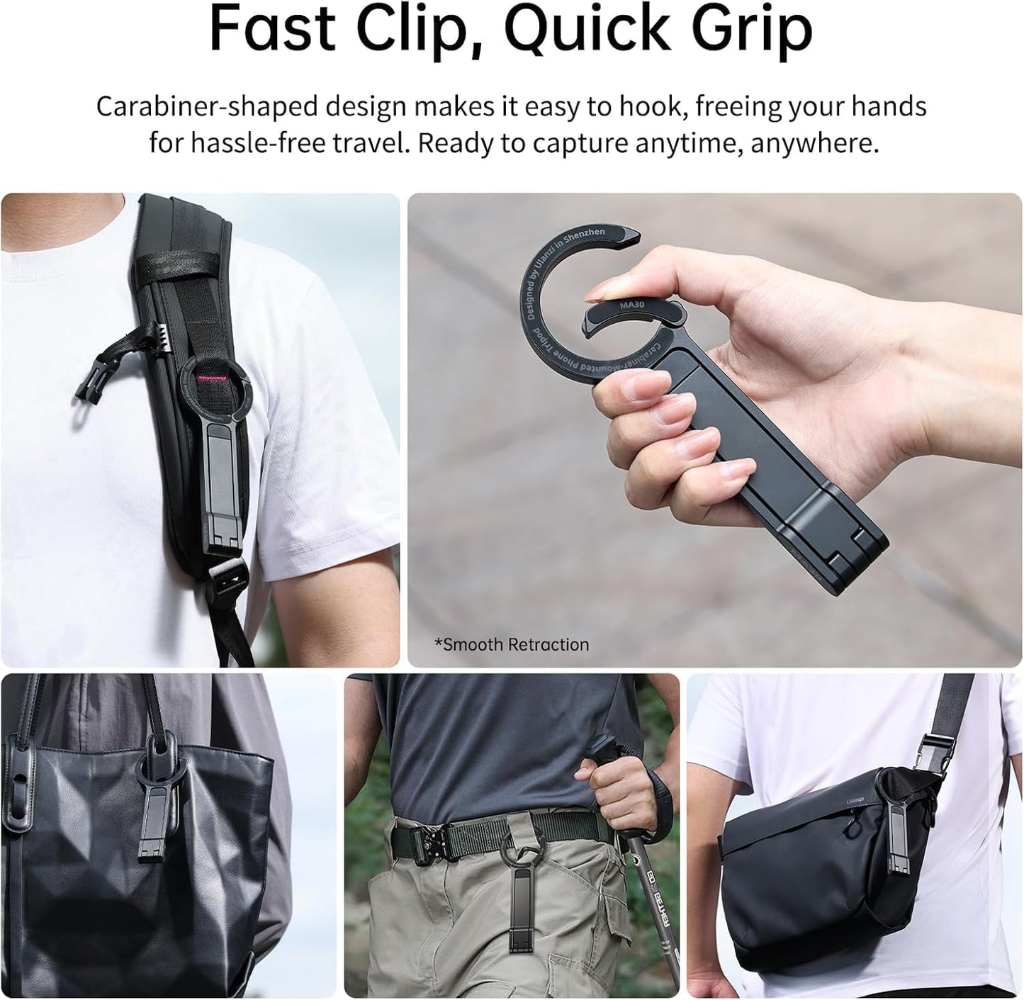 Carabiner-Mounted Phone Tripod