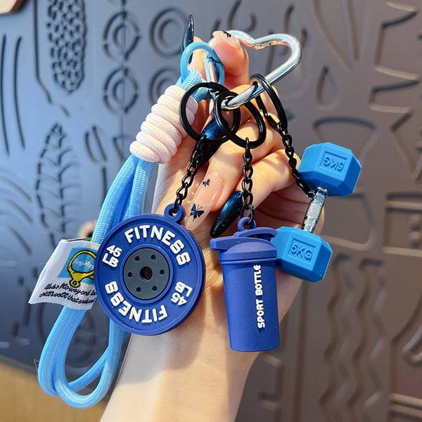 🔥Fitness Keychain Set – Dumbbell, Kettlebell & Weight Plate Pendant