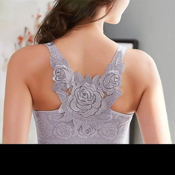 🔥 Rose Embroidery Front Closure Wirefree Bra🧡