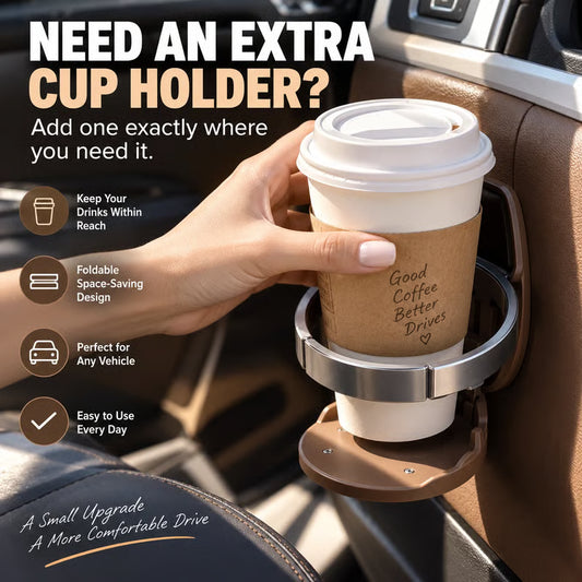 🔥Last Day 50% OFF🚗 Universal Foldable Car Cup Holder with Hook – Space-Saving Drink & Storage Organizer