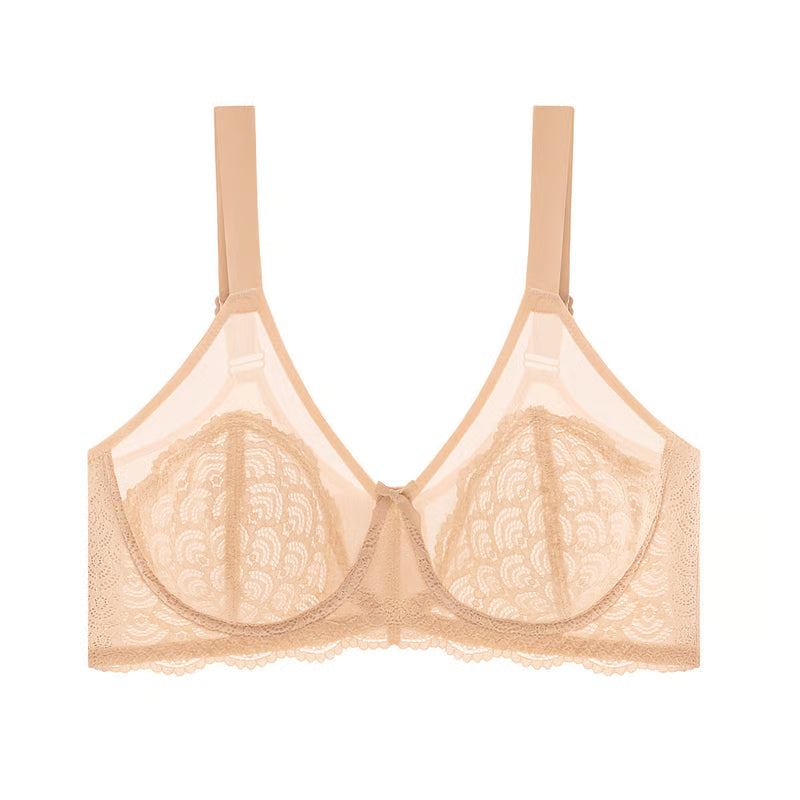 Mermaid Scale Lace Unpadded Underwired Push-Up Bra