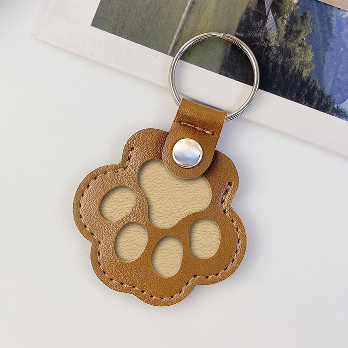 Pet Paw Shaped Leather Keychain