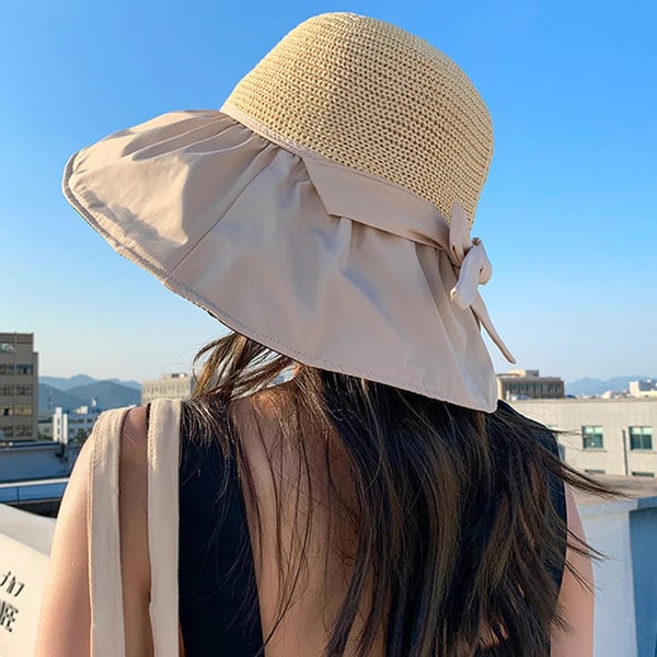 ☀️Foldable Anti-UV Ribbon Pouch Sun Hat⛱️👒