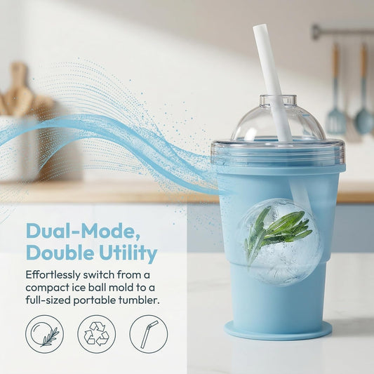 🧊 2026 New 2-In-1 Collapsible Silicone Ice Ball Maker Cup