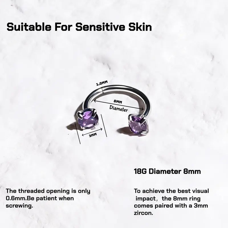 Double Gem Titanium Horseshoe Nose Ring (4PCS)