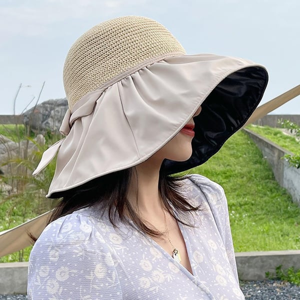 ☀️Foldable Anti-UV Ribbon Pouch Sun Hat⛱️👒