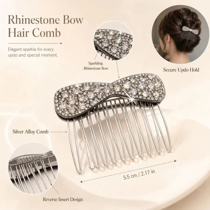 💥Buy 1 Get 1 Free💥Rhinestone bow hair comb