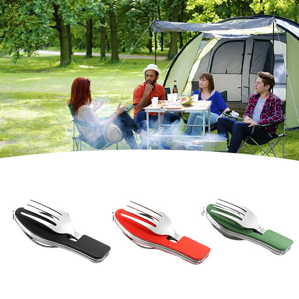 Foldable Tableware Knife Spoon Fork 4-In-1