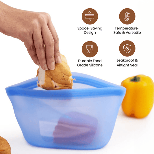 Reusable Silicone Food Storage Bags with Leakproof Airtight Seal