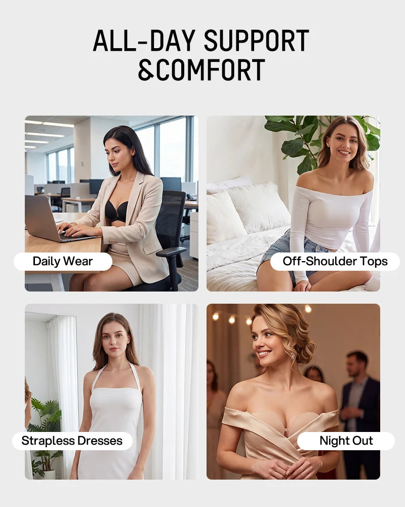 “I Finally Found a Bra That Disappears Under Everything I Wear” 💗-Strapless Front-Closure Push-Up Bra – Anti-Slip Grip