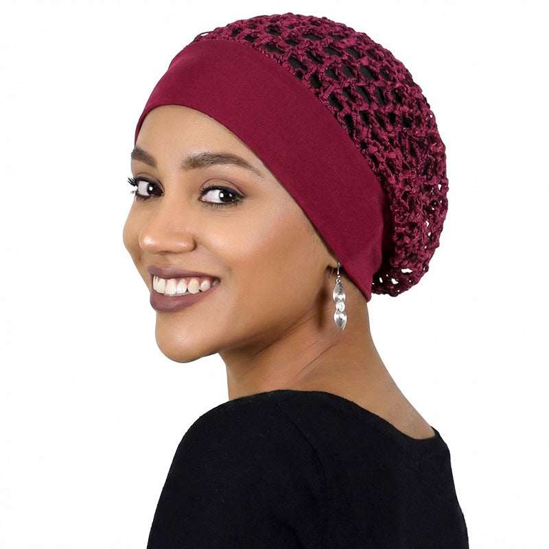 🔥Wide-Band Crochet Hair Net | 💨 Breathable Stretch Sleep & Beauty Hair Cap