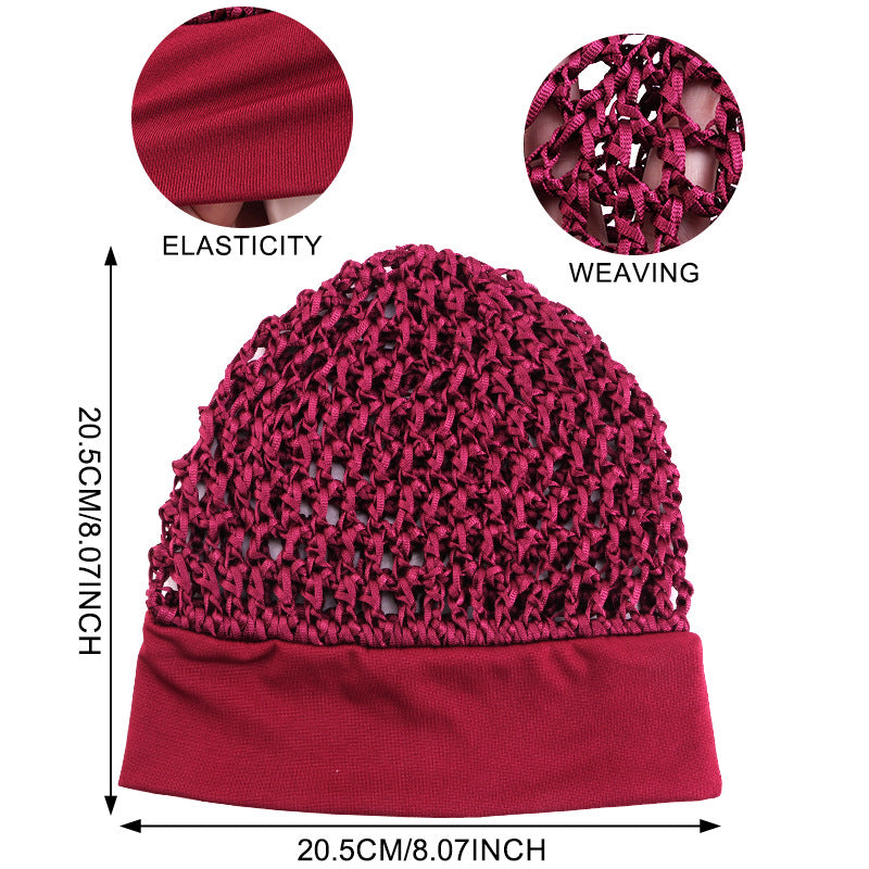 🔥Wide-Band Crochet Hair Net | 💨 Breathable Stretch Sleep & Beauty Hair Cap