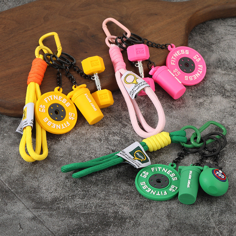 🔥Fitness Keychain Set – Dumbbell, Kettlebell & Weight Plate Pendant