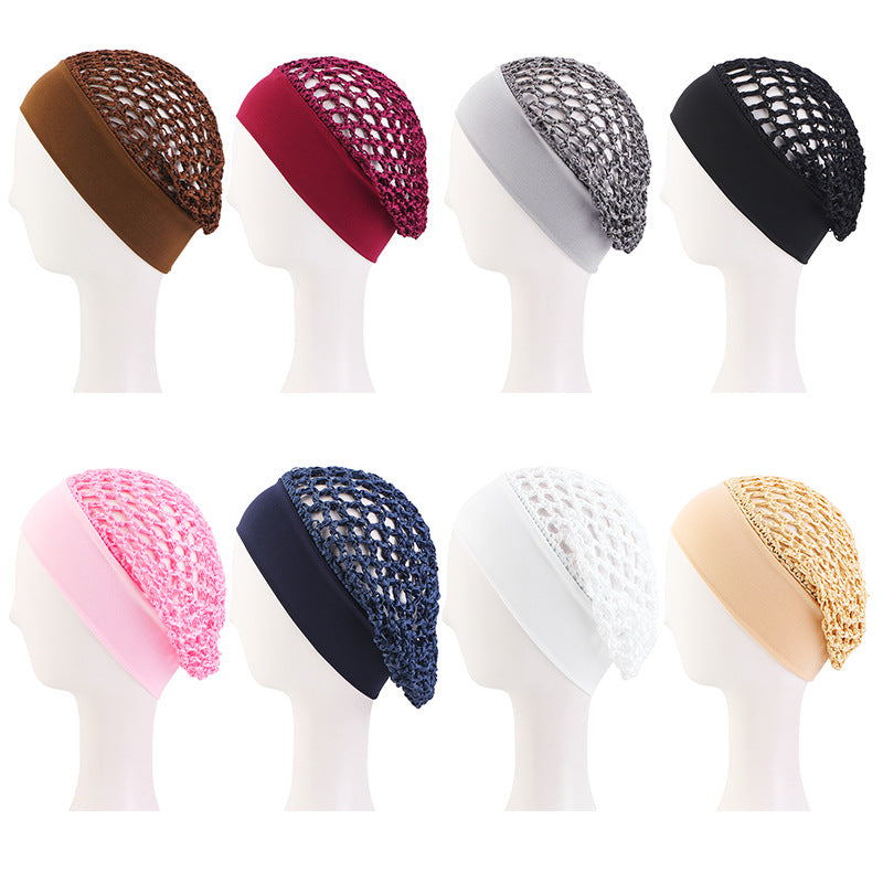 🔥Wide-Band Crochet Hair Net | 💨 Breathable Stretch Sleep & Beauty Hair Cap