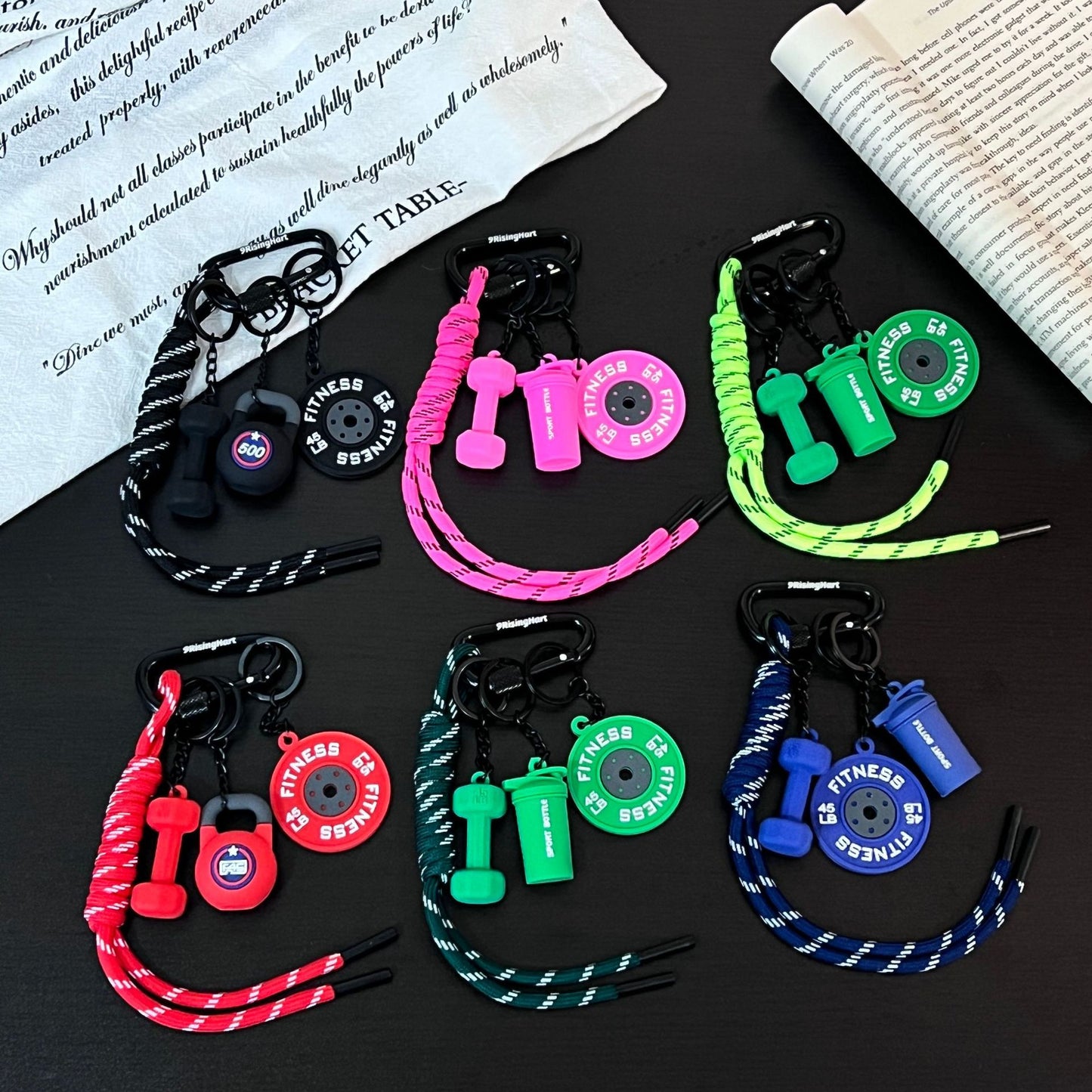 🔥Fitness Keychain Set – Dumbbell, Kettlebell & Weight Plate Pendant
