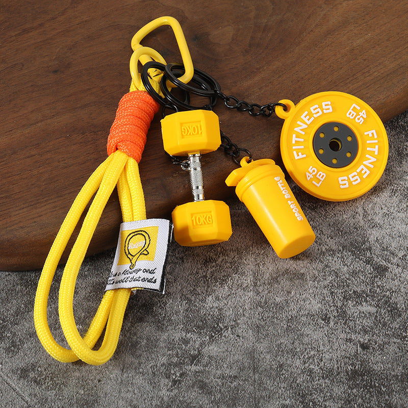 🔥Fitness Keychain Set – Dumbbell, Kettlebell & Weight Plate Pendant