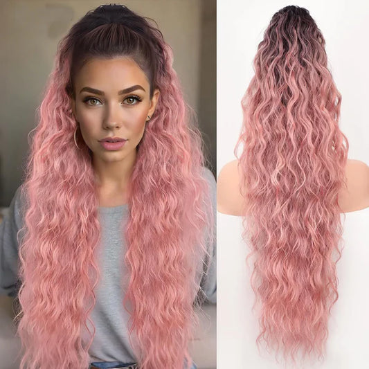 🌸Curly Wavy Frizzy Hair Extension with Ponytail