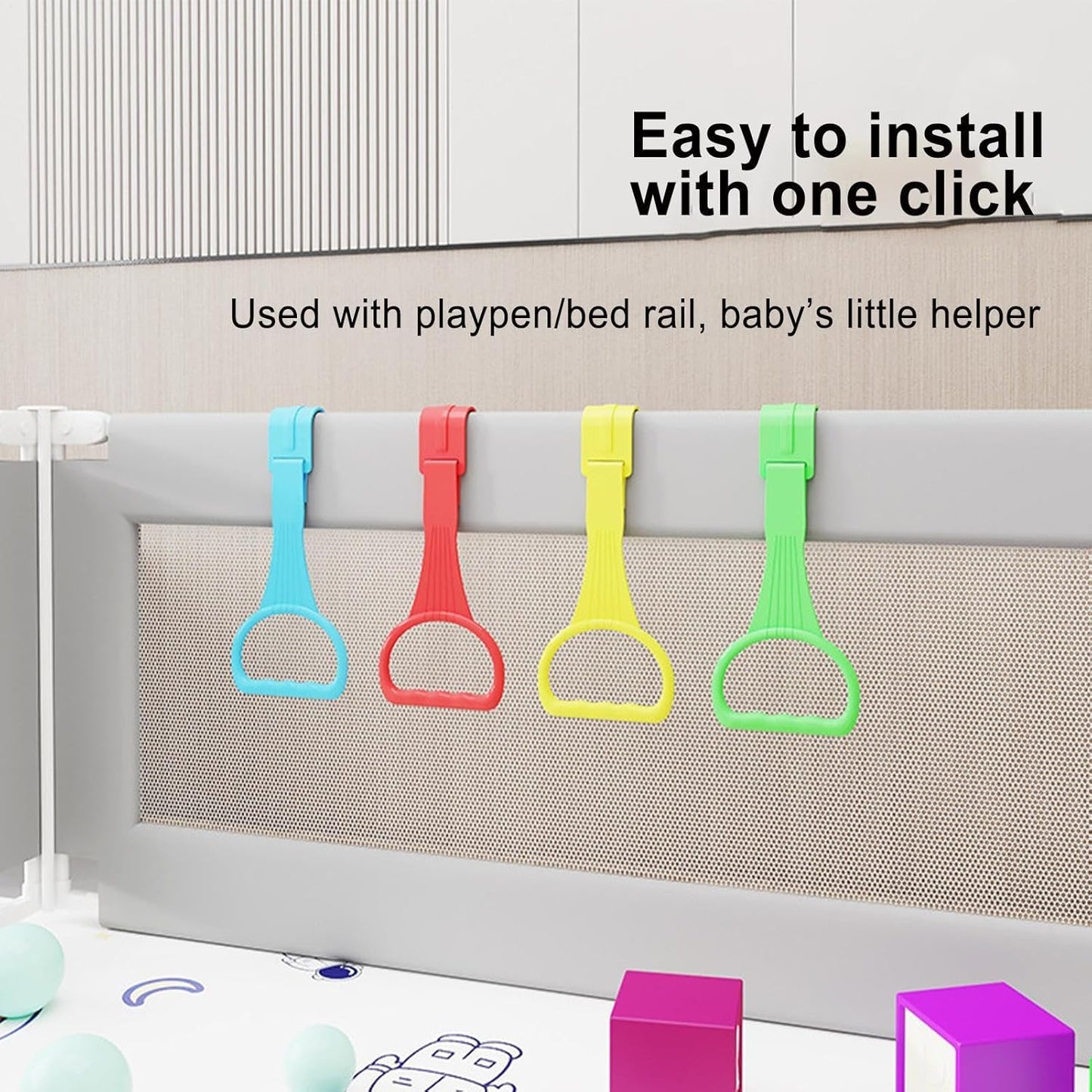 👶🏻Pull Up Ring for Baby Playpen Handle Grip for Toddlers - 2PCS