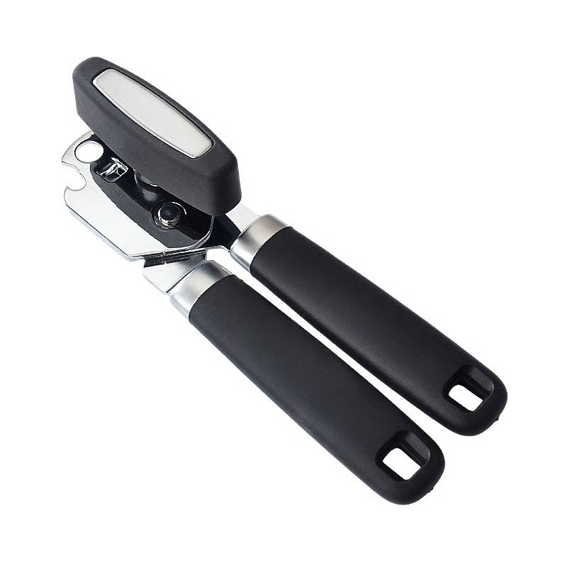 Multifunctional manual can opener made of stainless steel with a smooth edge