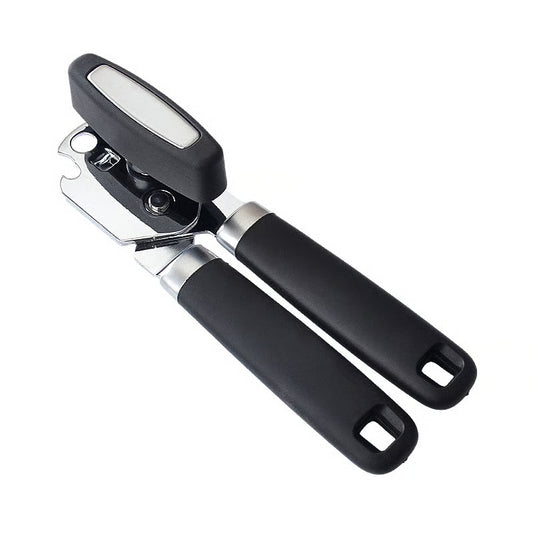 Multifunctional manual can opener made of stainless steel with a smooth edge