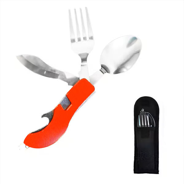 Foldable Tableware Knife Spoon Fork 4-In-1