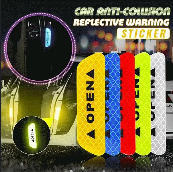 ✨CarSafety🚗Safety Essentials✨Car Anti-collision Reflective Warning Sticker (4 PCS)