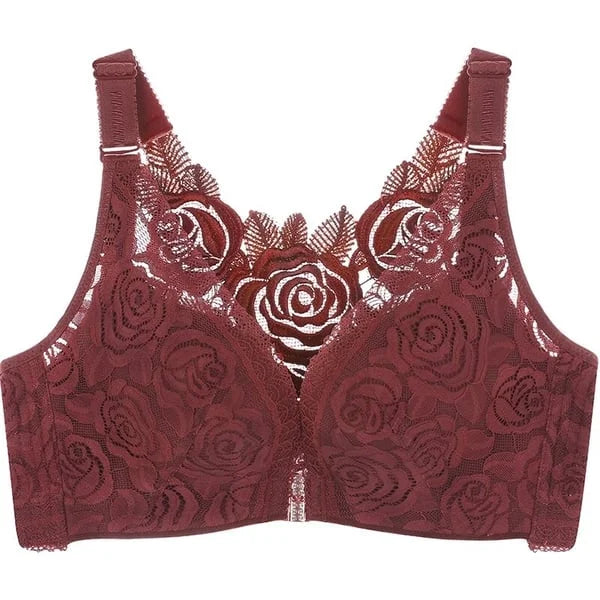 🔥 Rose Embroidery Front Closure Wirefree Bra🧡