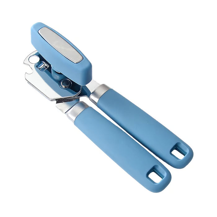 Multifunctional manual can opener made of stainless steel with a smooth edge