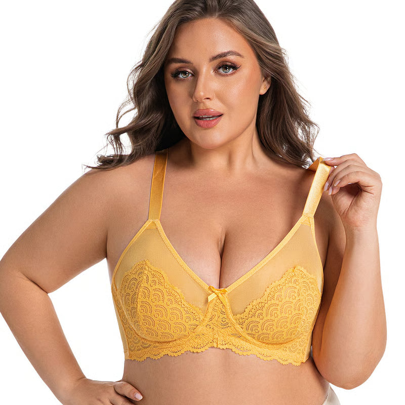 Mermaid Scale Lace Unpadded Underwired Push-Up Bra