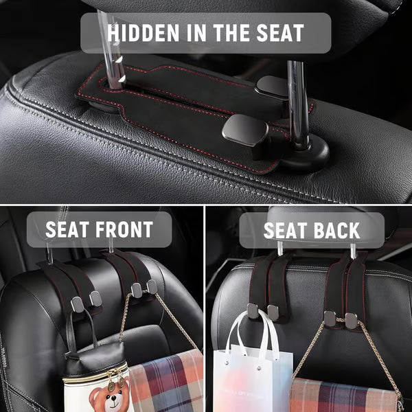 🚗Car Seat Back Alcantara Storage Hook - 💥Double Hook Holder for Convenient Storage(2PCS)
