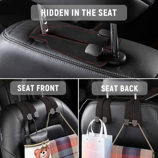 🚗Car Seat Back Alcantara Storage Hook - 💥Double Hook Holder for Convenient Storage(2PCS)